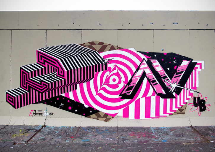 Una de las obras urbanas de Felipe Pantone. Imagen cortesía de Mr. Pink.