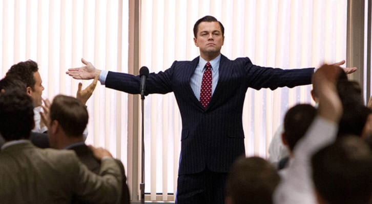 Leonardo Dicaprio, como Jordan Belfort, en 'El lobo de Wall Street', de Martin Scorsese.