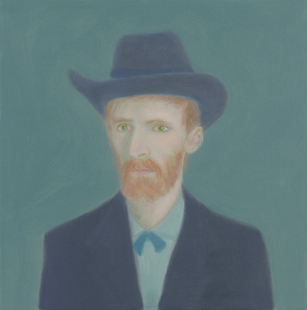 Juan Fernández Álava, Vincent con sombrero. 2013. (Óleo sobre lienzo. 24x24 cm.) Imagen cortesía de La New Gallery.