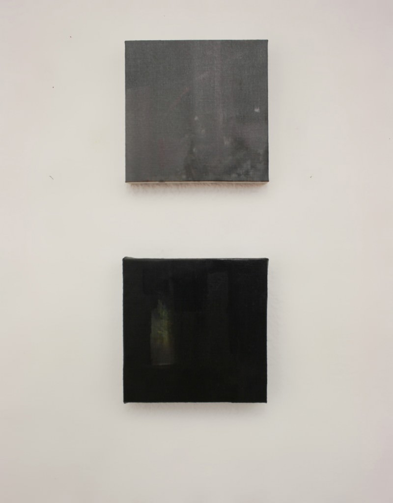 Nacho Martín Silva, La primavera de Millet, 2013, (díptico, óleo sobre lienzo, 19 x 19 cm c/u). Imagen cortesía de la Galería Nuble.