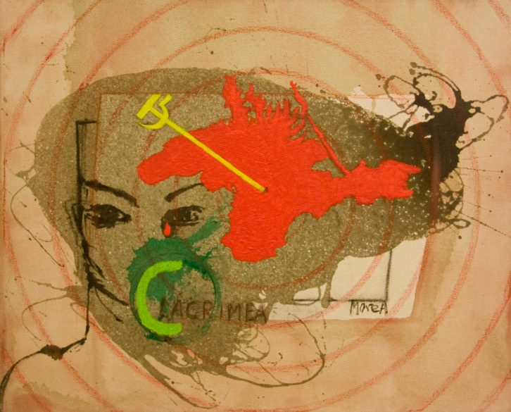 Obra de José Morea para la exposición express sobre Crimea. Imagen cortesía de Café Malvarrosa