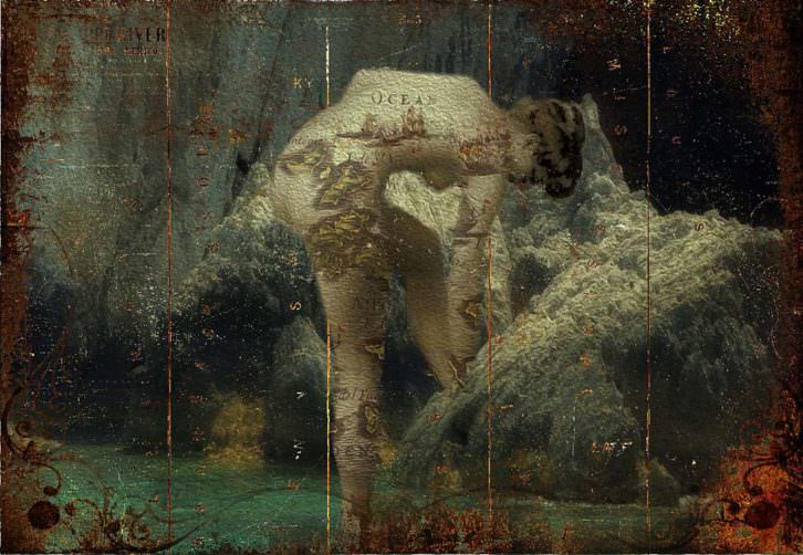 Baño de Artemis, de Michel Koven en 'Mitos y fotomitos'. Imagen cortesía de Galería Rambla de l'Art de Cambrils.