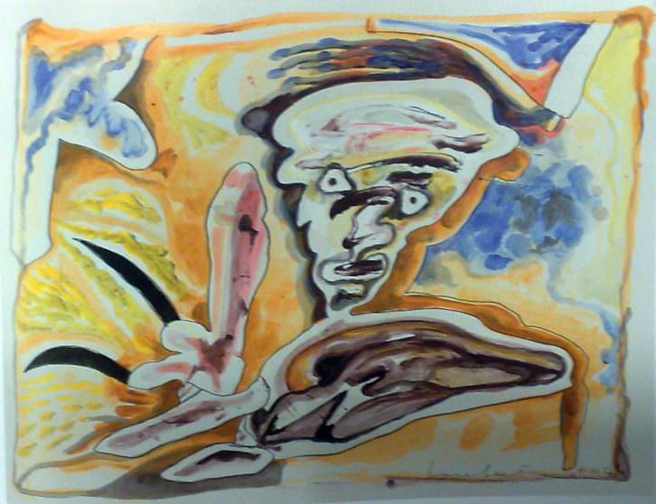 Lucebert. S/T, 1976. Gouache, tinta y lápiz sobre papel. 65 x 50 cm. Imagen cortesía de Galería Rosalía Sender.