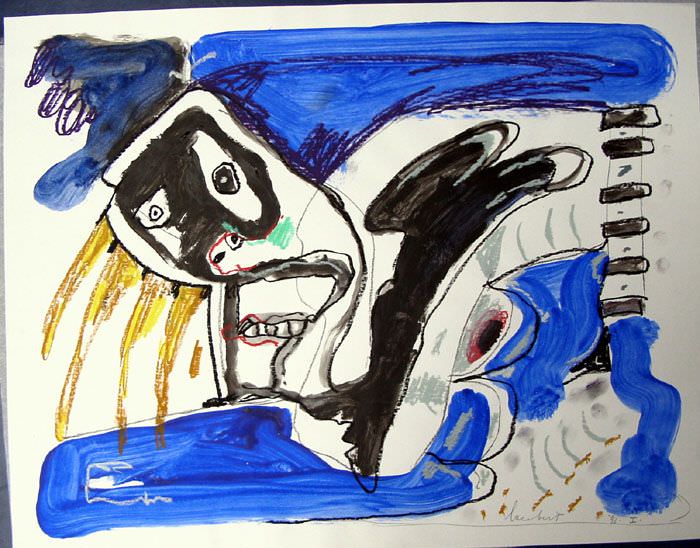 Lucebert. S/T, 1988. Gouache sobre papel. 42 x 59,5 cm. Imagen cortesía de Galería Rosalía Sender.