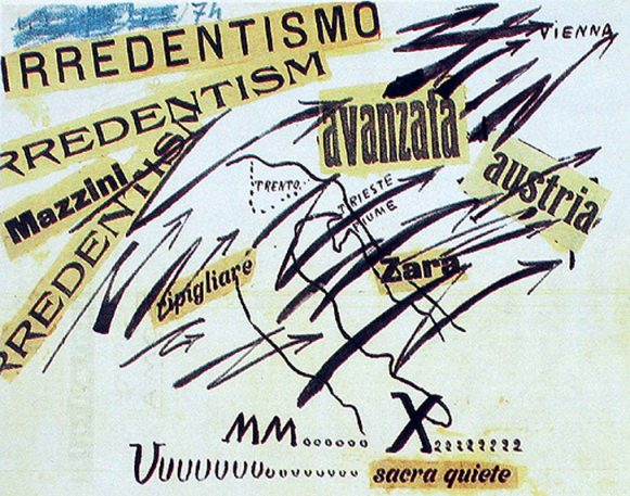 Les mots en liberte futuristes de Marinetti.  Imágen cortesía de José Emilio Antón