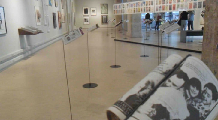 Vista de la exposición por los 50 años de la Cartelera Turia en La Nau de la Universitat de València.