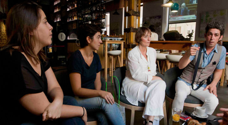 De izquierda a derecha, Marta Pina, Eva Mengual, Merche Medina y José Alarcón, en un momento de los Desayunos Makma de Lotelito. Fotografía: Fernando Ruiz.