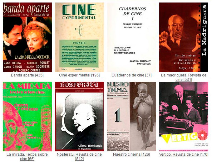 Portadas de algunas de las revistas históricas de cine recuperadas por la UPV. Imagen cortesía de la Universitat Politècnica de València.