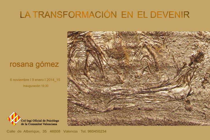 Tarjeta de invitación a la exposición de Rosana Gómez en el Colegio de Psicólogos de Valencia.