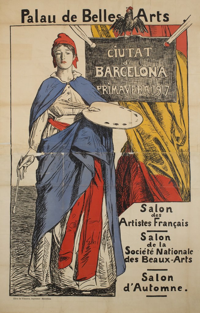 Cartel obra de Lucien Simon en la exposición Barcelona, zona neutral (1914-1918). Imagen cortesía de la Fundación Joan Miró.