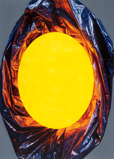Javier Palacios. Ente VII, 2014. Acrylic fluor and oil on board. 195 x 146 cm. Cortesía del artista