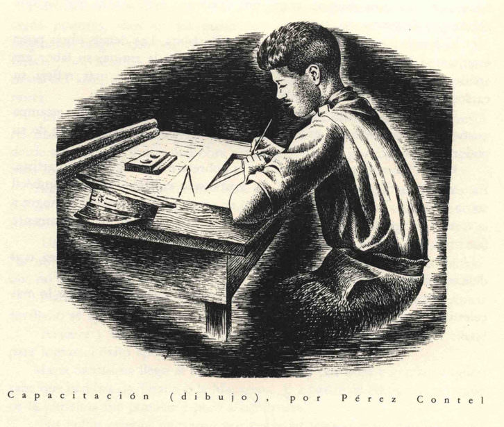 Ilustración de Rafael Pérez Contel, con motivo de su capacitación en 1933.