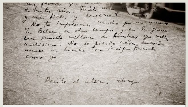 Una de las cartas que da pie a 'El último abrazo', de Sergi Pitarch, película nominada a los Goya como Mejor Cortometraje Documental.