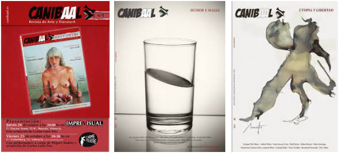 Imagen de los tres primeros números de la revista Canibaal.