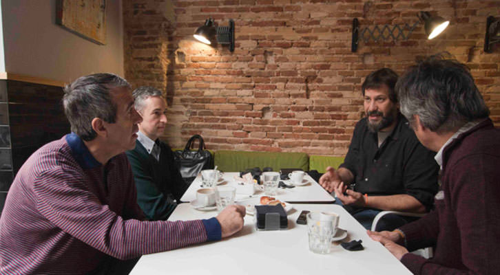 De izquierda a derecha, Salva Torres, José Luis Pérez Pont, Sergi Pitarch y Vicente Chambó, durante los Desayunos Makma de Lotelito. Fotografía: Fernando Ruiz. 