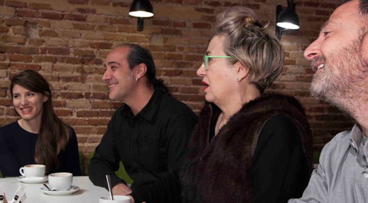 De izquierda a derecha, Inma Femenía, Chema López, Carmen Calvo y Antonio Alcaraz, en un momento de los Desayunos Makma en Lotelito. Foto: Fernando Ruiz.