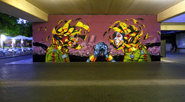 Graffiti de Deih en el Poliniza 2013. Imagen cortesía de la UPV. 