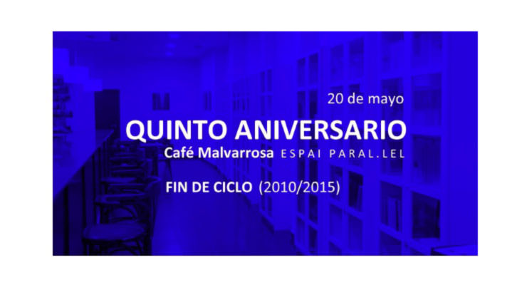 Tarjeta del Quinto Aniversario de Café Malvarrosa. 