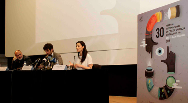 De izquierda a derecha, Rafael Maluenda, José Luis Moreno y Ana Álvarez, en la presentación del 30 Festival Internacional de Cine de Valencia Cinema Jove.