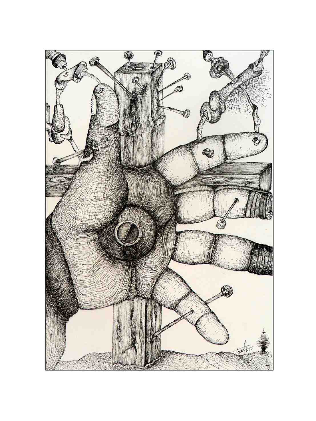 Dibujo de Arístides Rosell en 'Esquizografías'. Sporting Club Russafa. Imagen cortesía del autor.