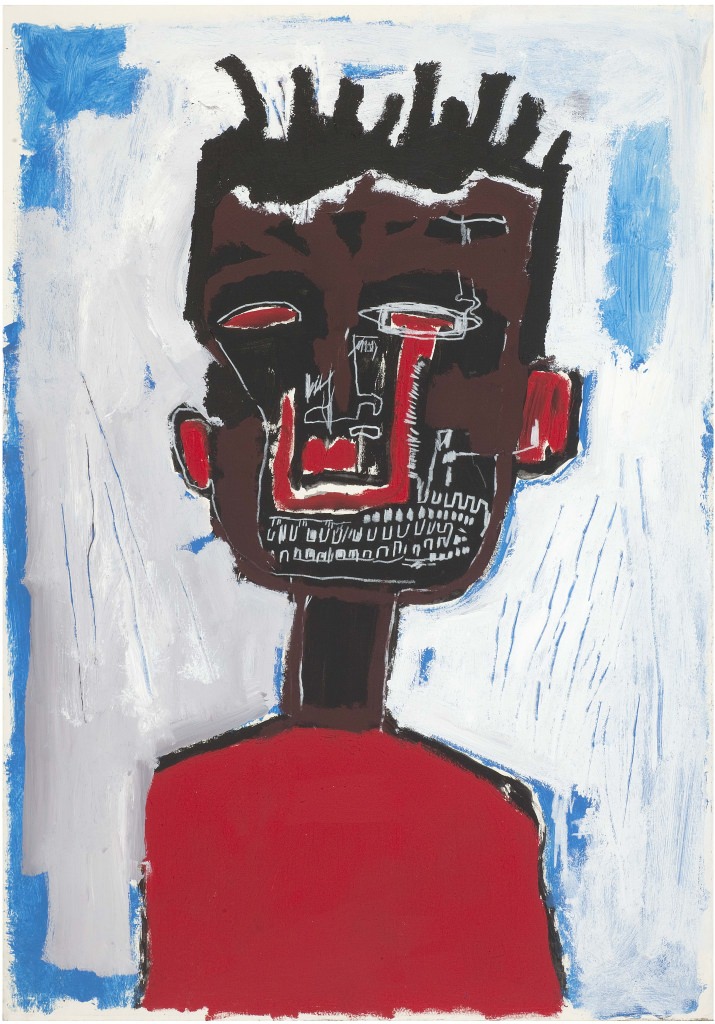 Jean-Michel Basquiat. Autorretrato, Acrílico y collage sobre madera, 98,7 x 71,1 cm 1984. Cortesia de The Estate of Jean-Michel Basquiat.