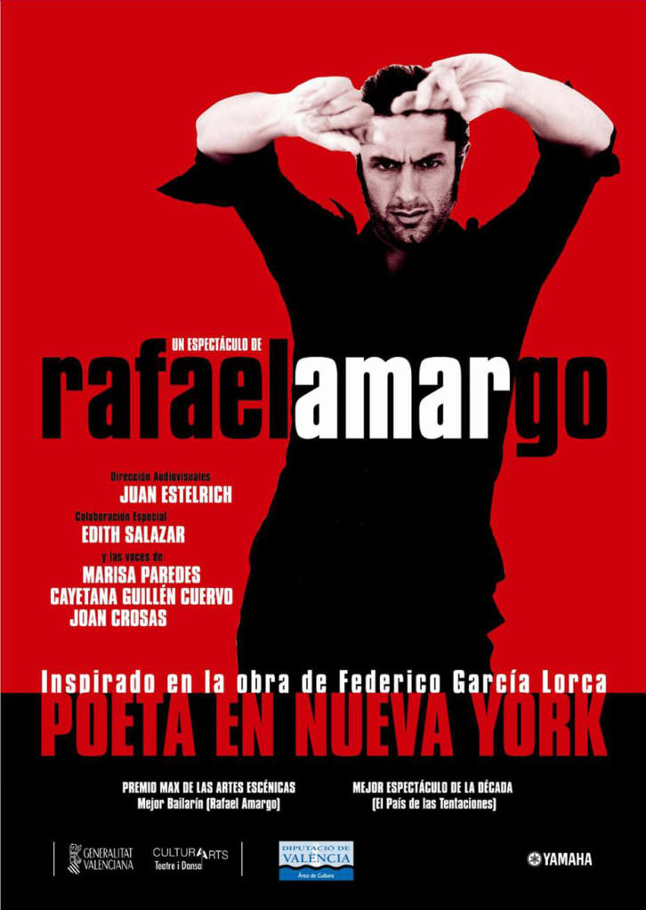 Cartel de la obra Poeta en Nueva York, de Rafael Amargo. Teatro Principal de Valencia.