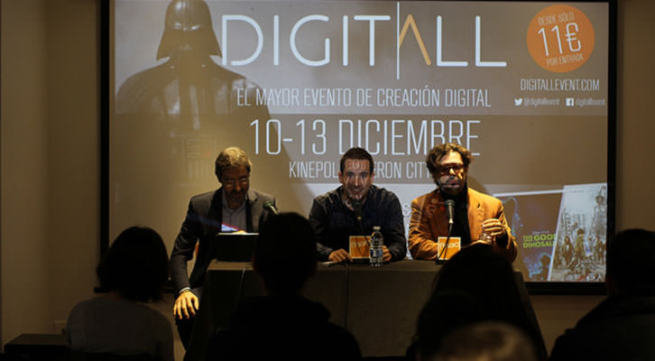 De izquierda a derecha, Jaime Torres, Javier Ortizá y Rafael Monterde, durante la presentación de Digitall en la FNAC de Valencia. Imagen cortesía de la organización. 