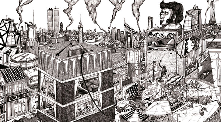 Riots Panorama, de Duarte Encarnaçao. Imagen cortesía de Gris Magatzem d'Art.