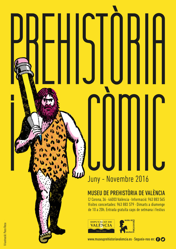 Cartel de Prehistoria y cómic del Museo de Prehistoria de Valencia.