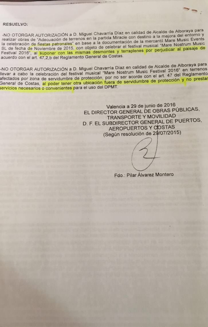 Informe de la Conselleria. Cortesía de Marenostrum Music Festival.