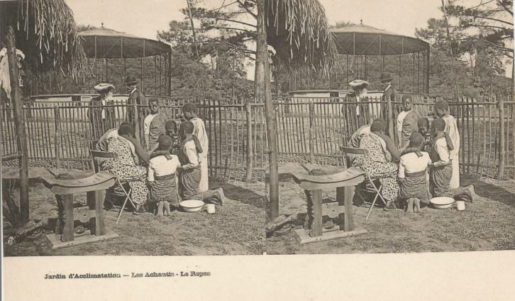 Jardin de Aclimatación de París. Los ashanti. La comida. Imagen cortesía del Museu Valencià d'Etnologia.