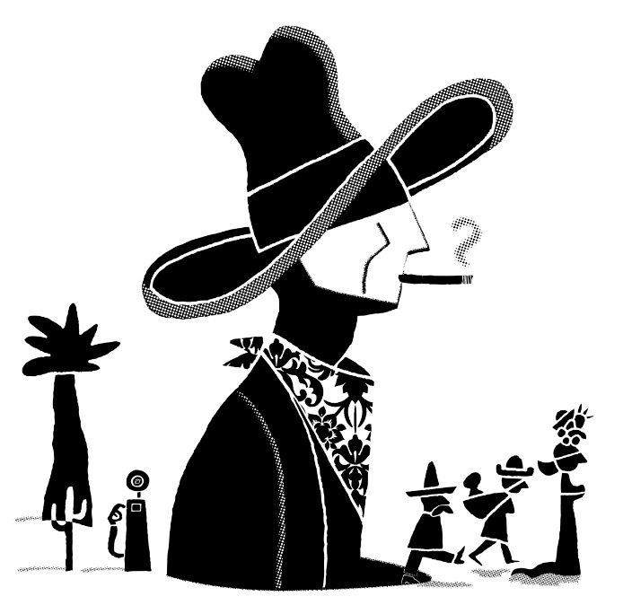 Detalle de la ilustración del cartel de la exposición 'Elegí un mal día para dejar de fumar', obra de Carlos Ortin. Imagen cortesía del autor.