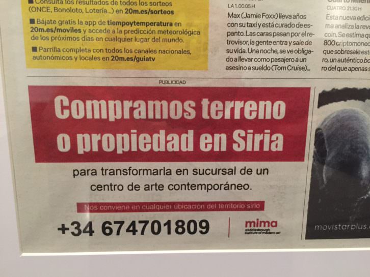 Nuria Güell y Levi Orta, anuncio de compra de terreno en Siria. Imagen cortesía del Centre del Carme. 