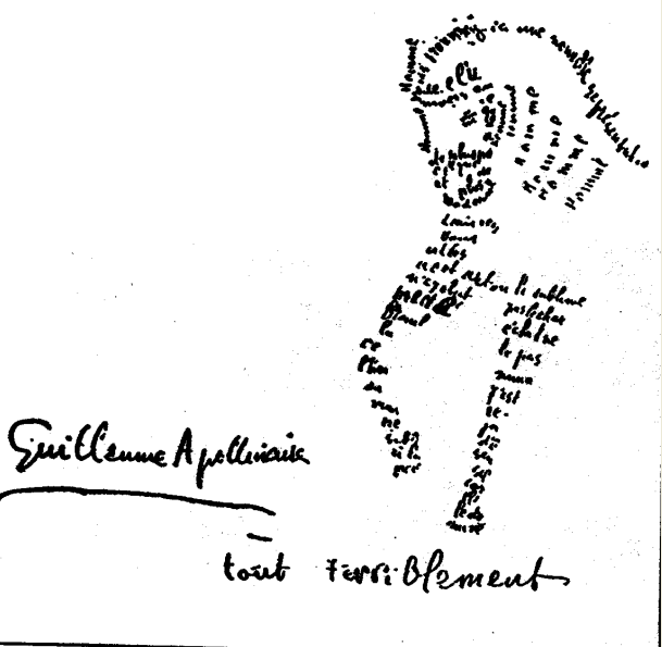 Caligrama de Guillaume Apollinaire. Imagen cortesía colección particular.