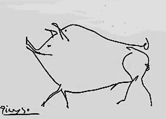 Dibujo sobre papel firmado por Pablo Picasso. Fotografía, cortesía colección particualr.