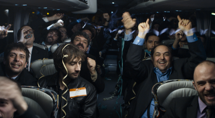Jordi Vilches, Raúl Fernández de Pablo, Fele Martínez, Albert Ribalta y Juanma Cifuentes en el trayecto deuna de las escapadas de "Club".