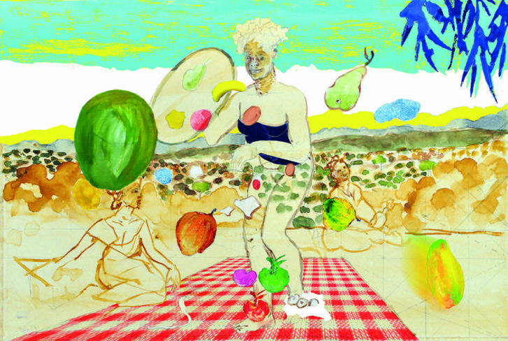 Imagen de una de las obras de Carlos Franco que forman parte de la exposición 'Pintura fruta'. Fotografía cortesía de Ana Serratosa.