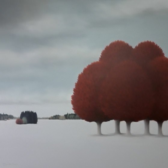 Red Trees, de Leo Wellmar en la exposición 'Land'. Imagen cortesía de My Name's Lolita.