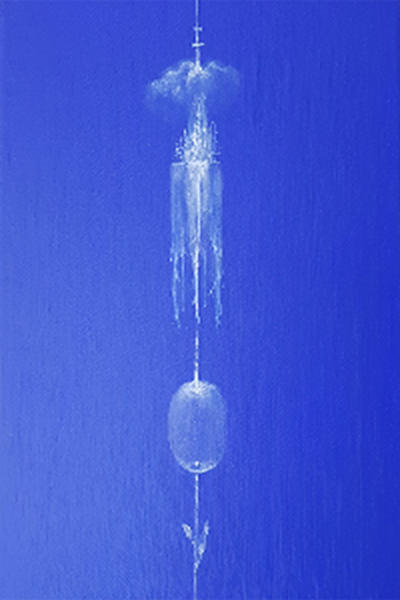 Imagen: Lienzo azul,  ubicado para romper con la estructura cromática establecida a lo largo del discurs expositivo. Cedida por Alba Cabrera.