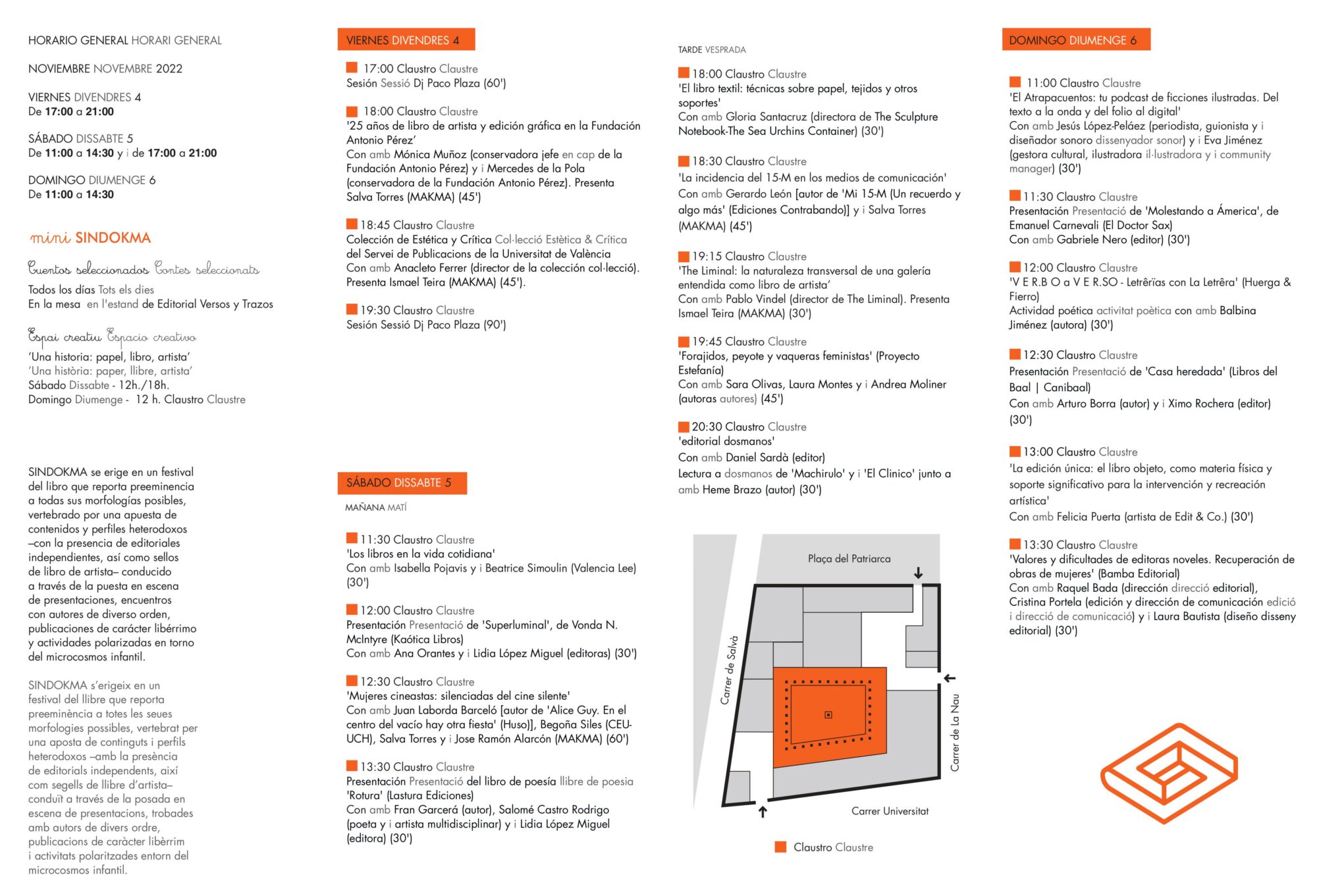 Programa de actividades y presentaciones del VII SINDOKMA Festival del Libro.