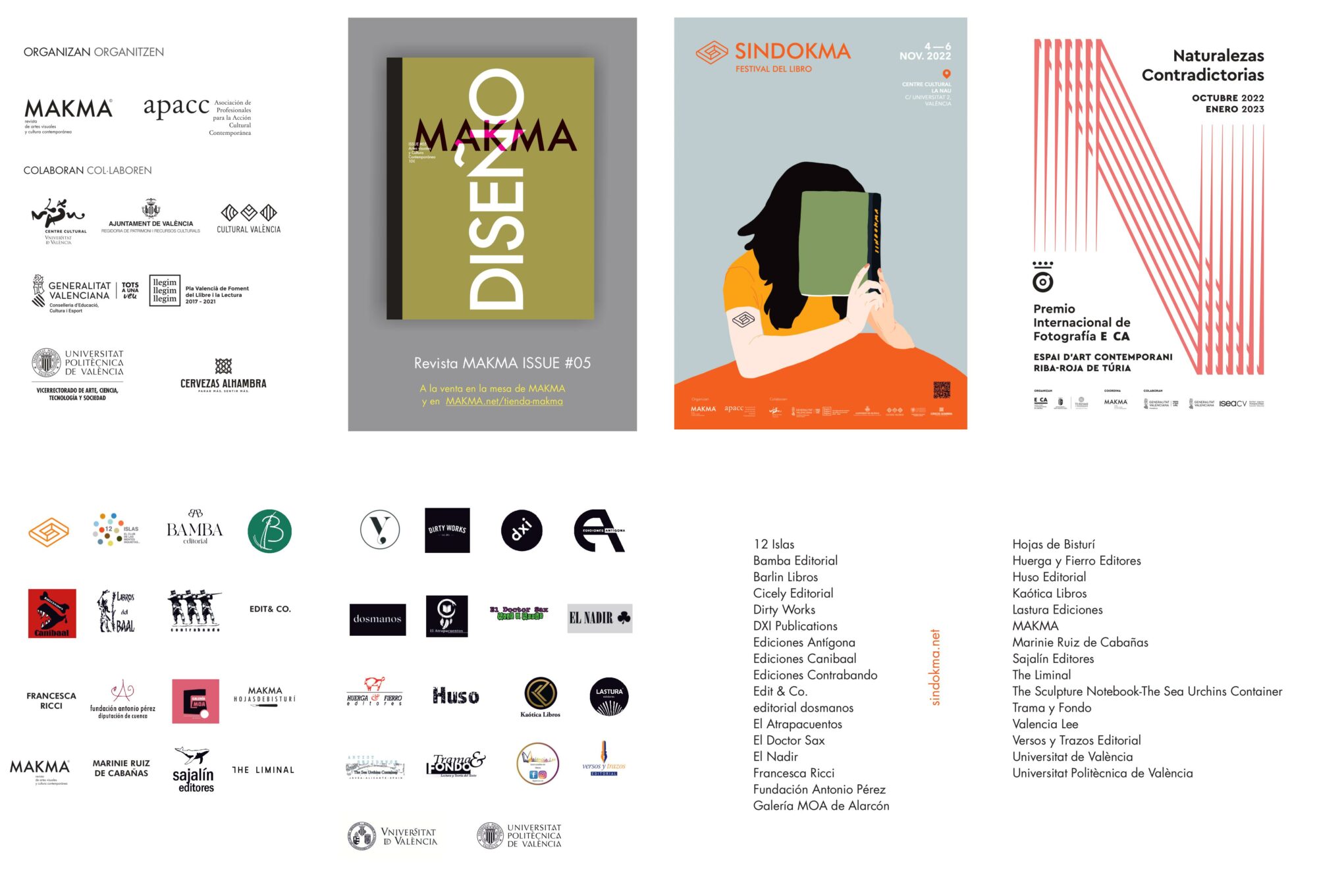 Listado de editoriales y sellos de libro de artista participantes en el VII SINDOKMA Festival del Libro.