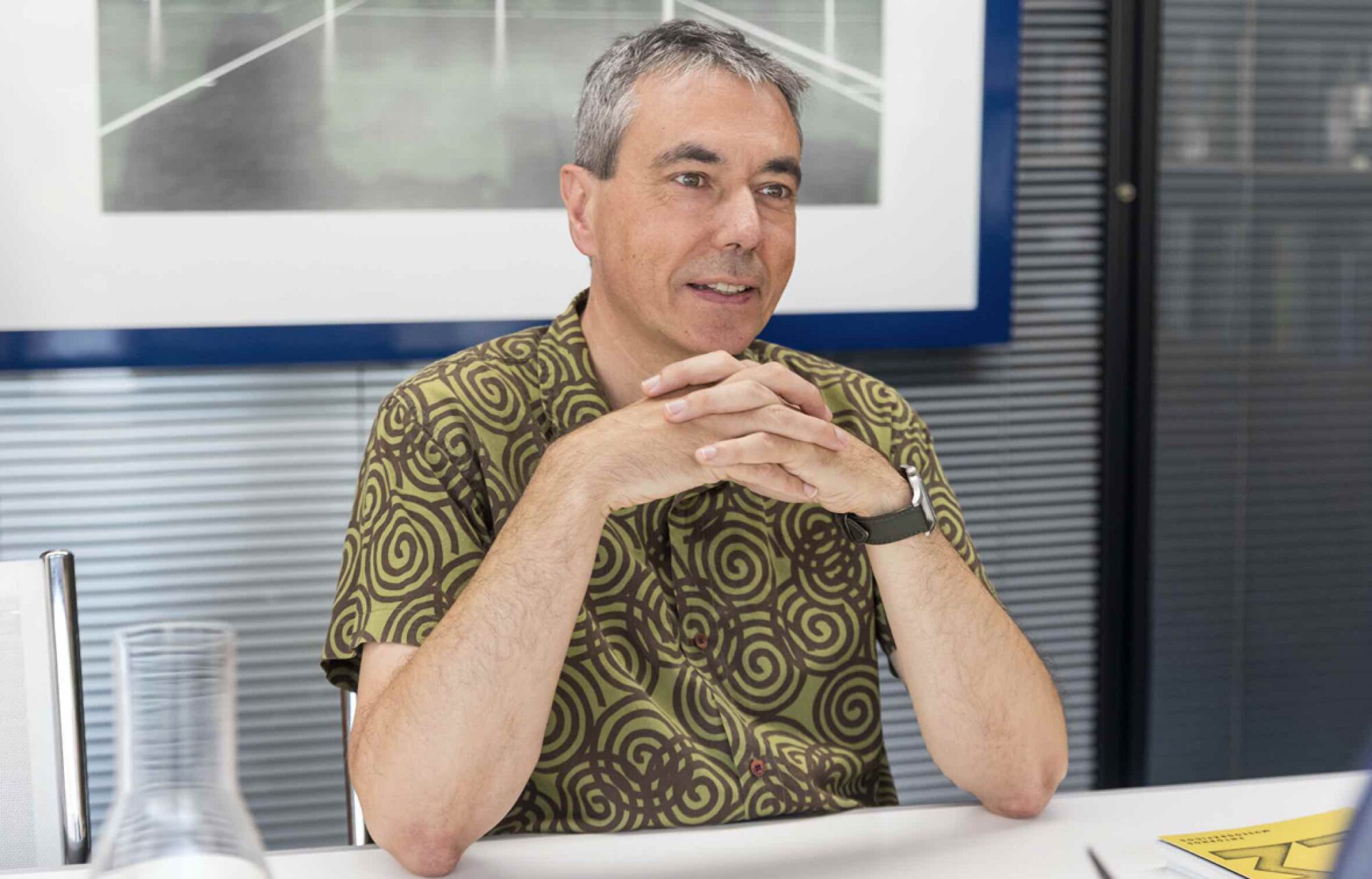 Albert Moncusí, vicerrector de Cultura, durante la entrevista en La Nau. Foto: Fernando Ruiz.